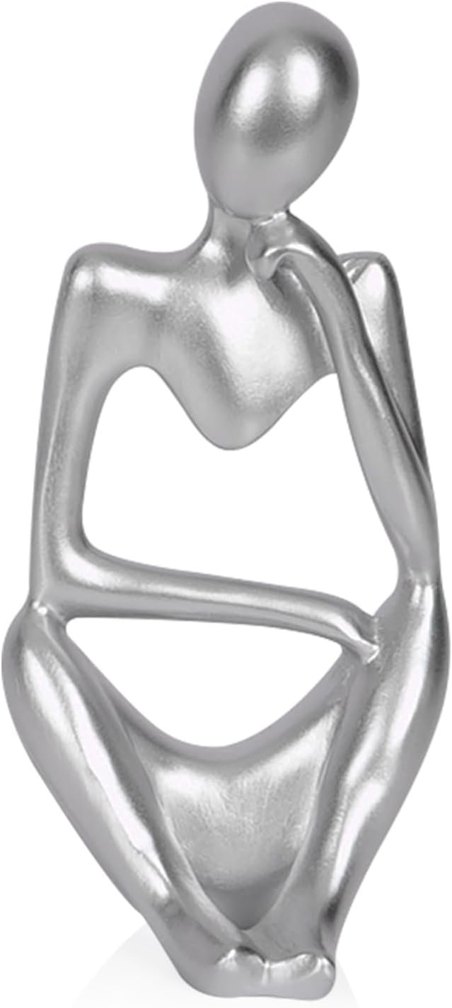 Sandstone Resin Abstract Contemplative Statue Silver Right