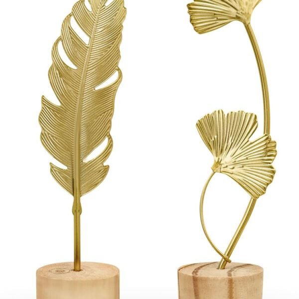 Mini Gold Leaf Sculpture Ornaments Set of 2