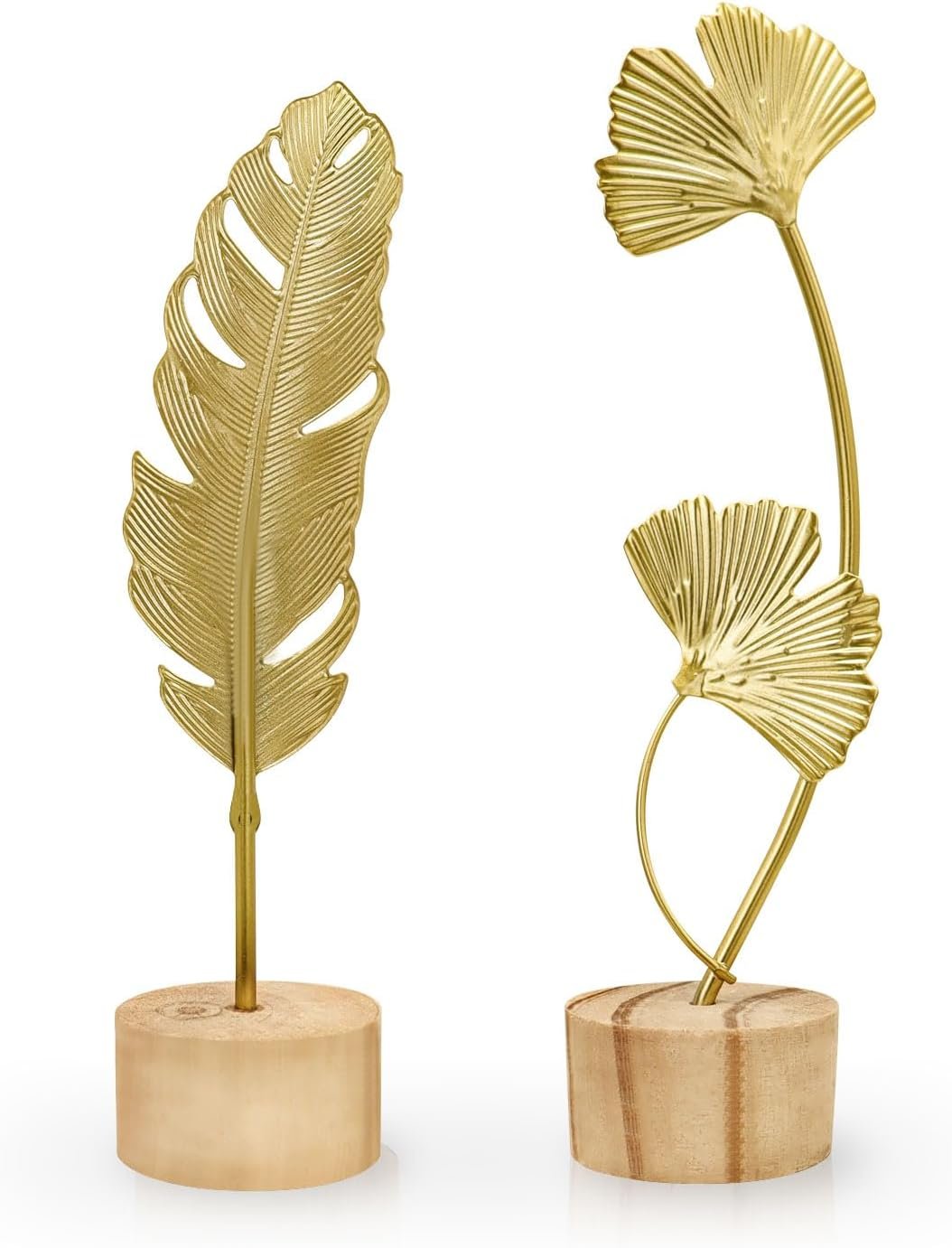 Mini Gold Leaf Sculpture Ornaments Set of 2
