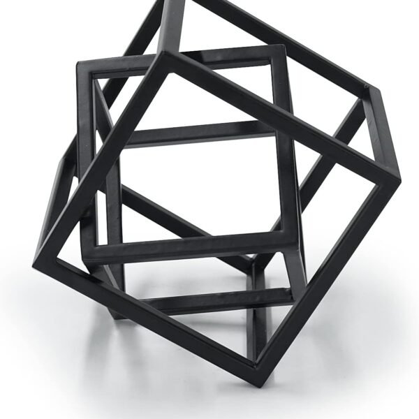 Small Geometric Metal Cube Sculpture Home Decor