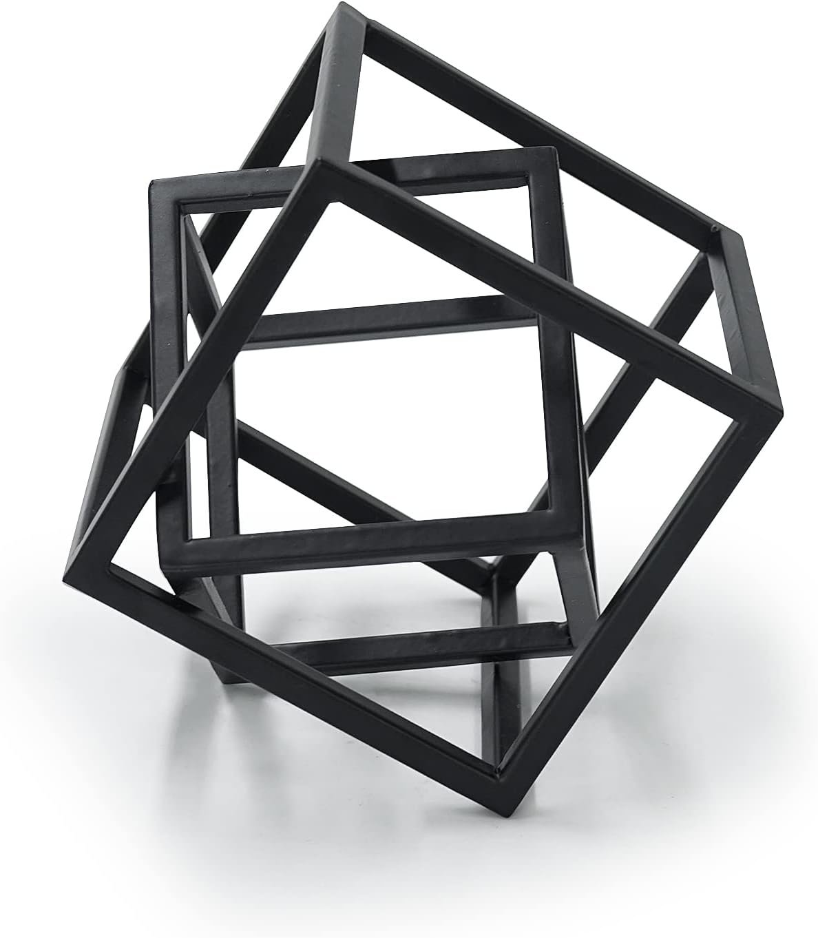 Small Geometric Metal Cube Sculpture Home Decor