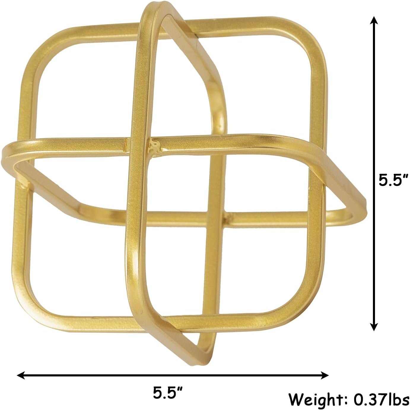 Gold Metal Geometric Square Sphere Sculpture - Image 2