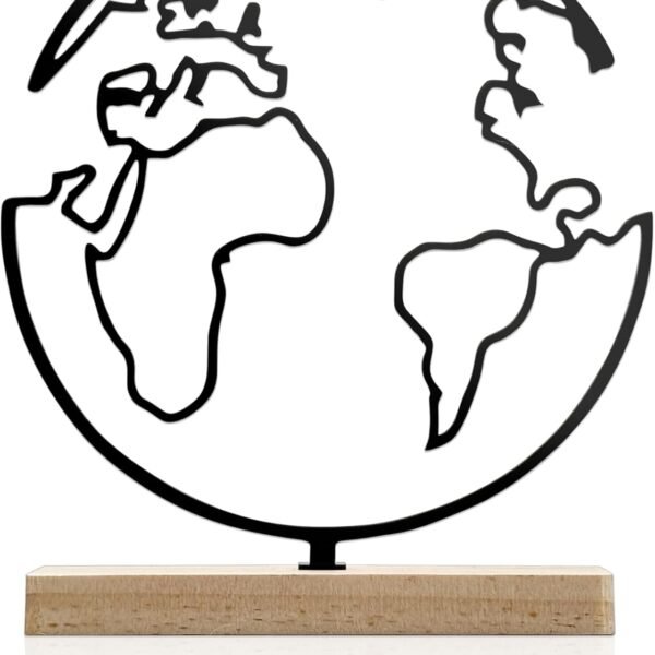Travel Theme Metal Globe Tabletop Ornament with Stand