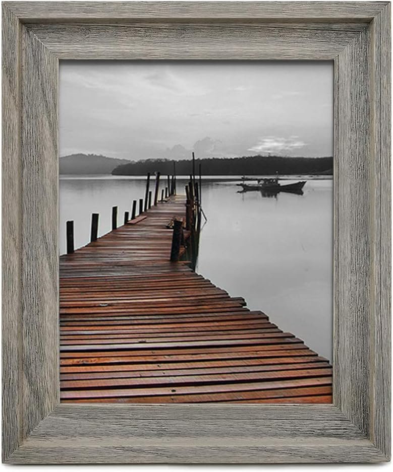Rustic Wooden Farmhouse Picture Frame Handmade Weathered Gray Finish