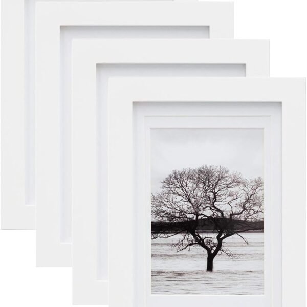 Solid Wood Picture Frame Set with Plexiglass for Tabletop and Wall Mount Display