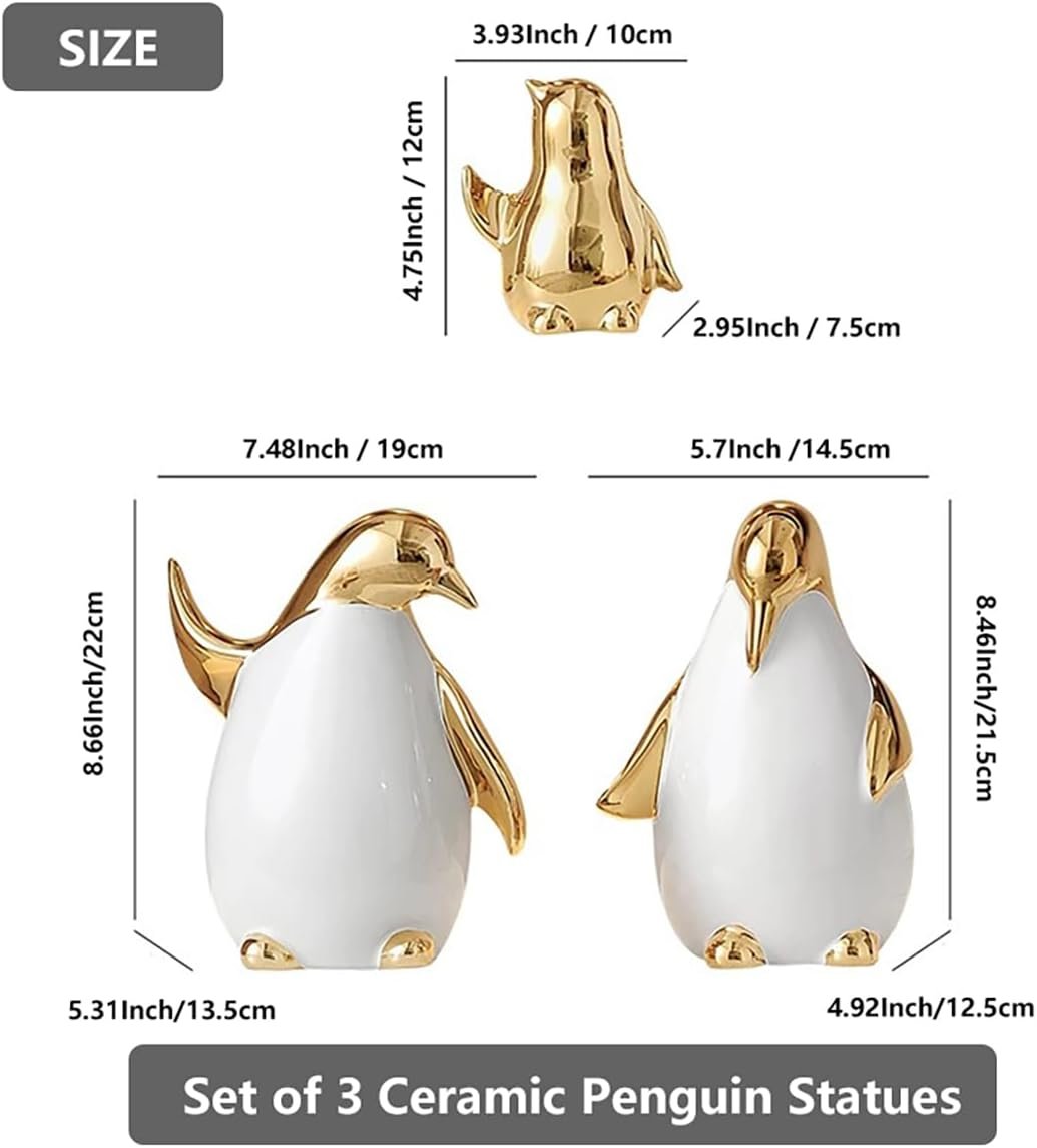 Ceramic Abstract Penguin Sculpture Set of 3 - Image 2