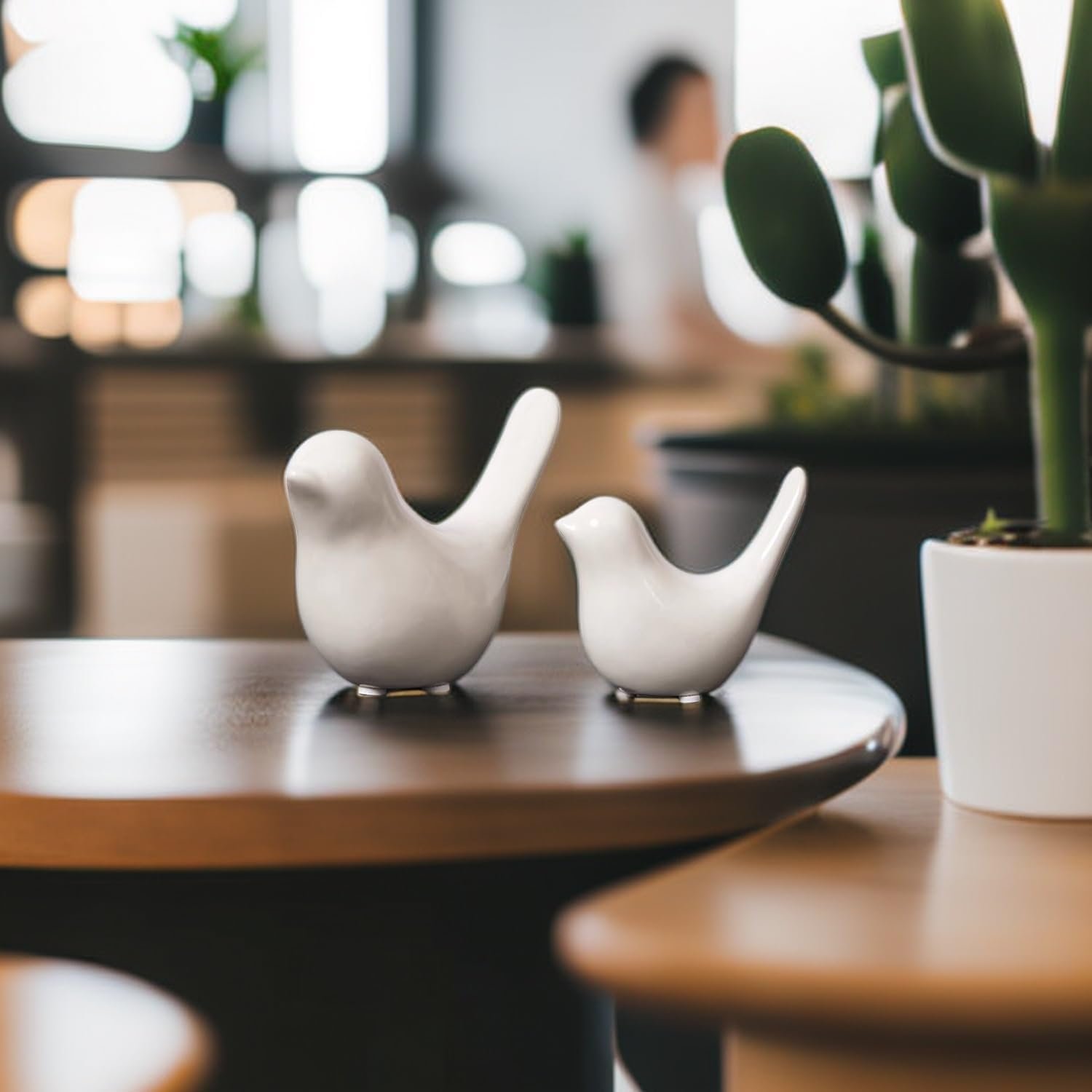White Ceramic Bird Figurines Set of 2 - Image 2