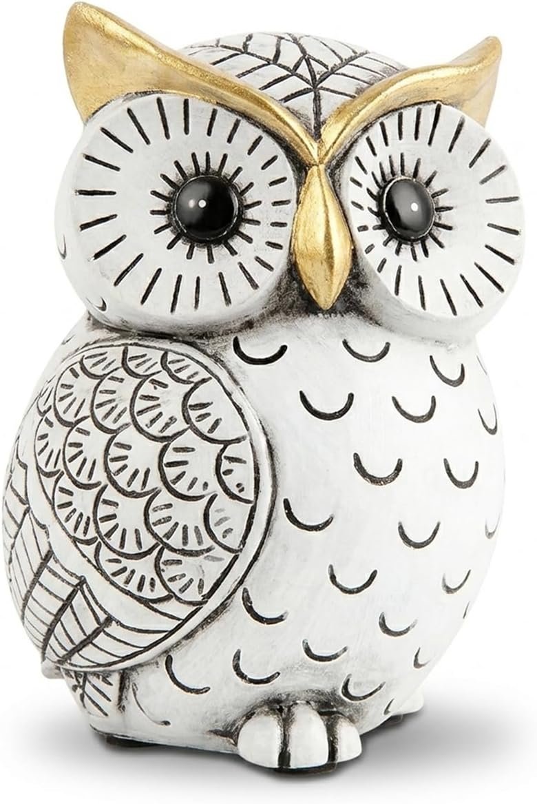 Black White Resin Owl Shelf Decor