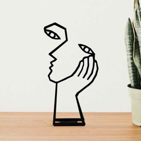 Abstract Contemplative Face Hand Desk Statue