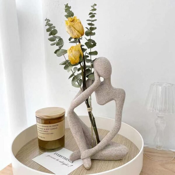 Sandstone Resin Contemplative Statue Right Small