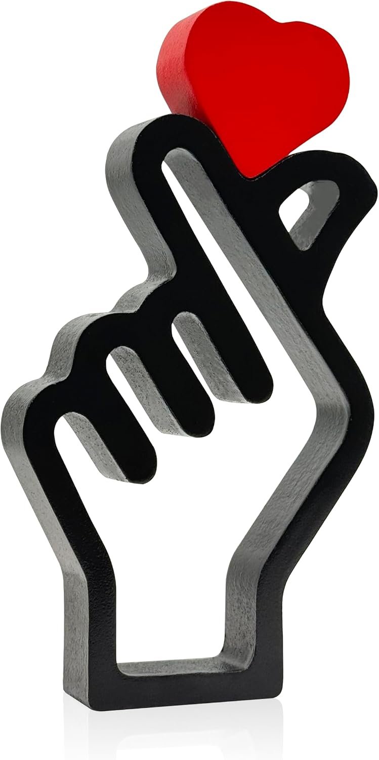 Finger Heart Statue Set Modern Desk Ornament