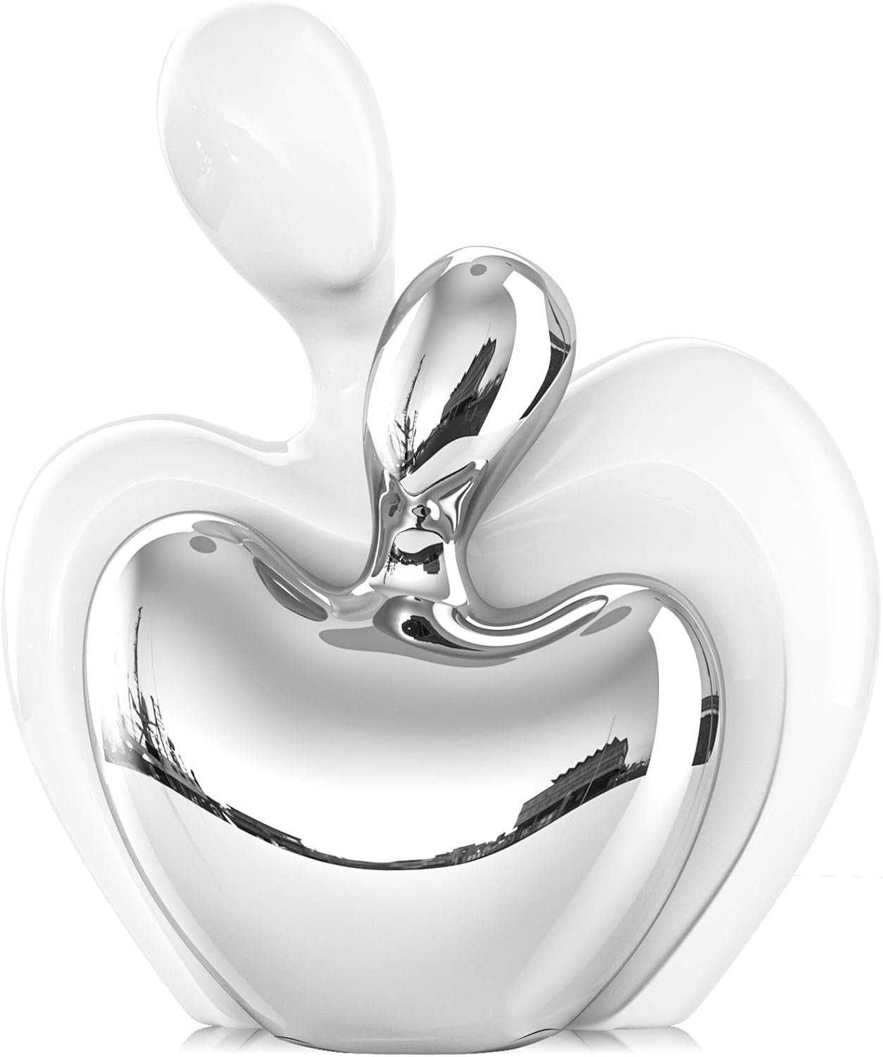 White Silver Ceramic Couple Hugging Figurines