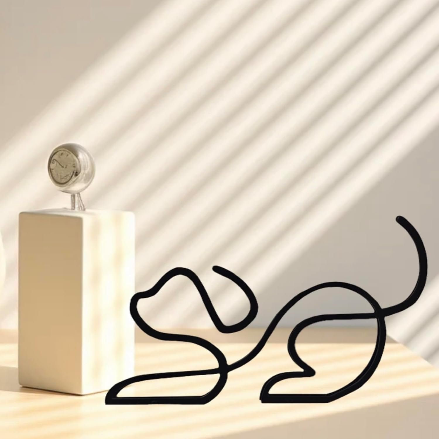 Minimalist Metal Line Dog Wall Desk Art