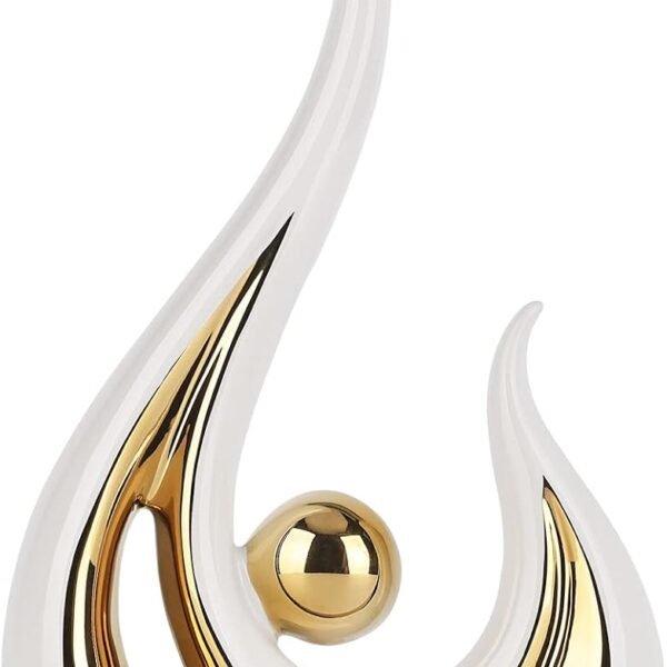 White Gold Abstract Ceramic Sculpture Home Decor