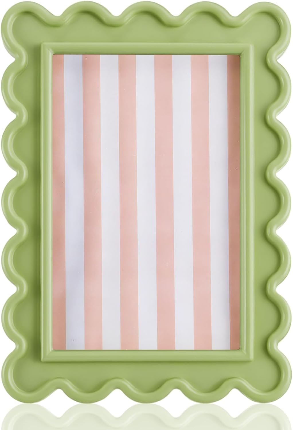 Light green floral wave-shaped fan-shaped photo frame