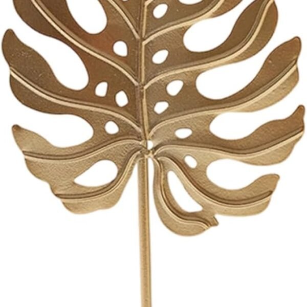 Elegant Metal Leaf Statue with Wood Base