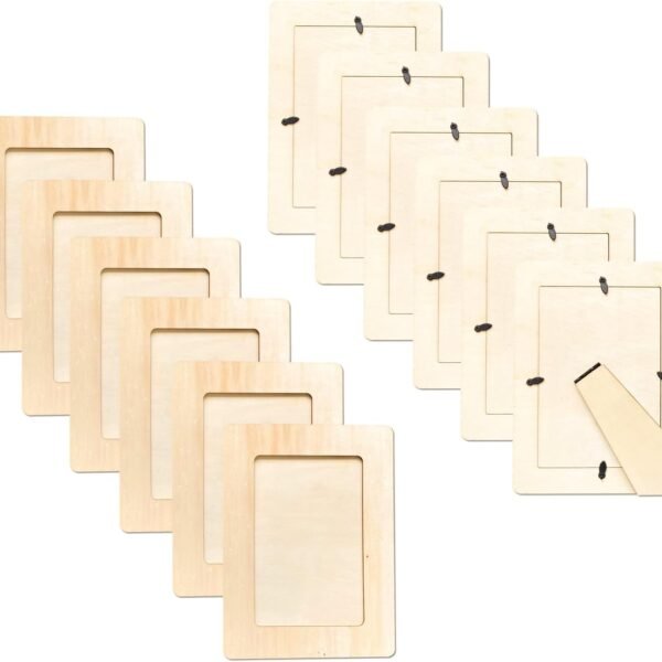 Unfinished Wooden Picture Frame Pack for Photos and Crafts