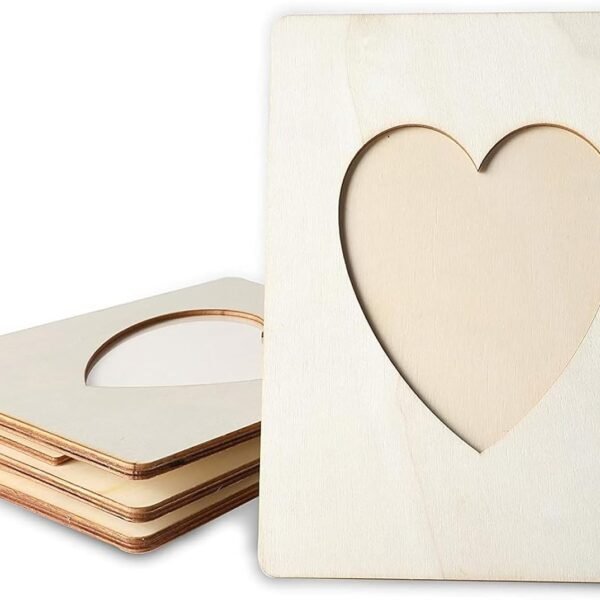 Heart Shaped Unfinished Wood Picture Frame Set for DIY Crafts