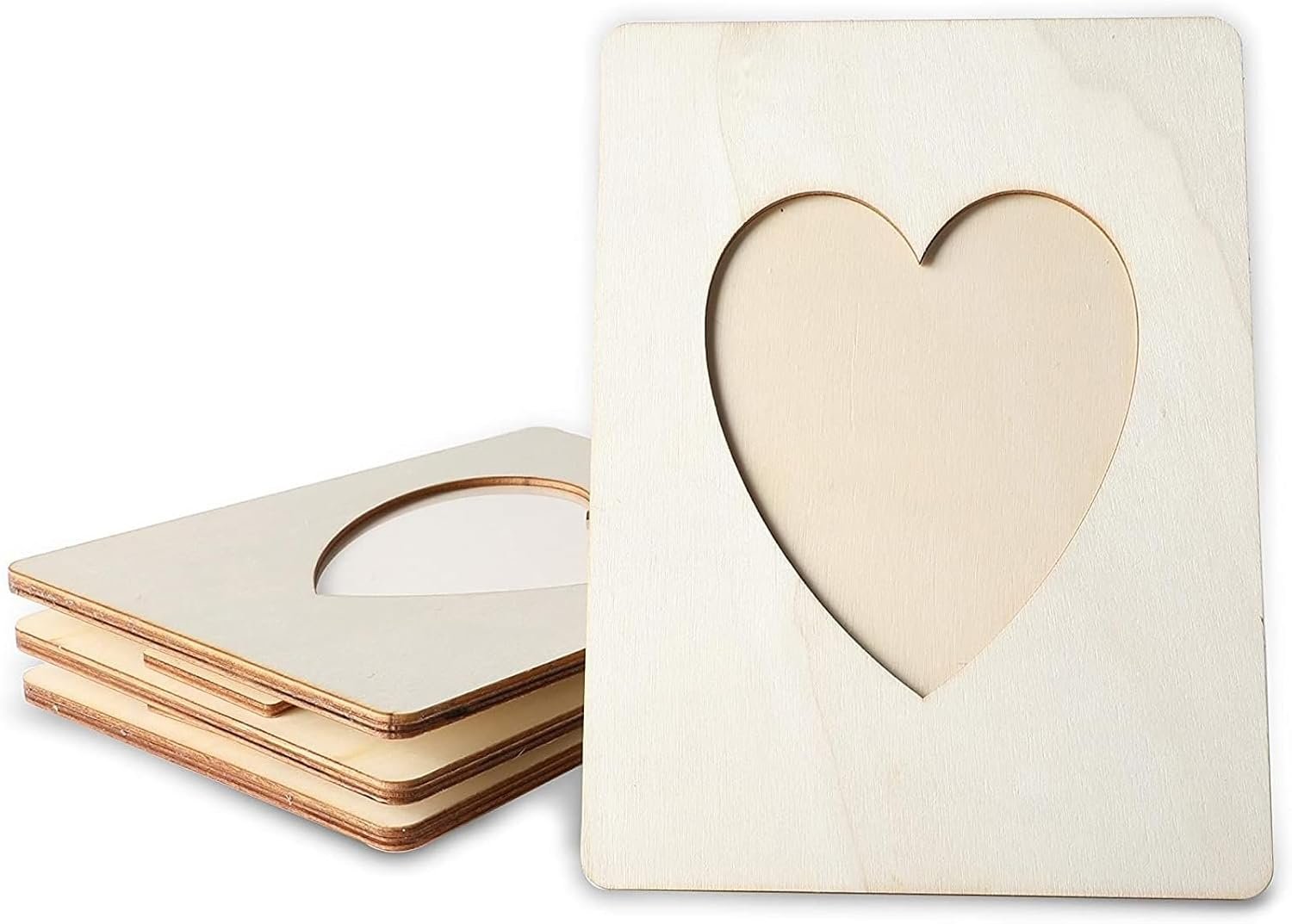 Heart Shaped Unfinished Wood Picture Frame Set for DIY Crafts