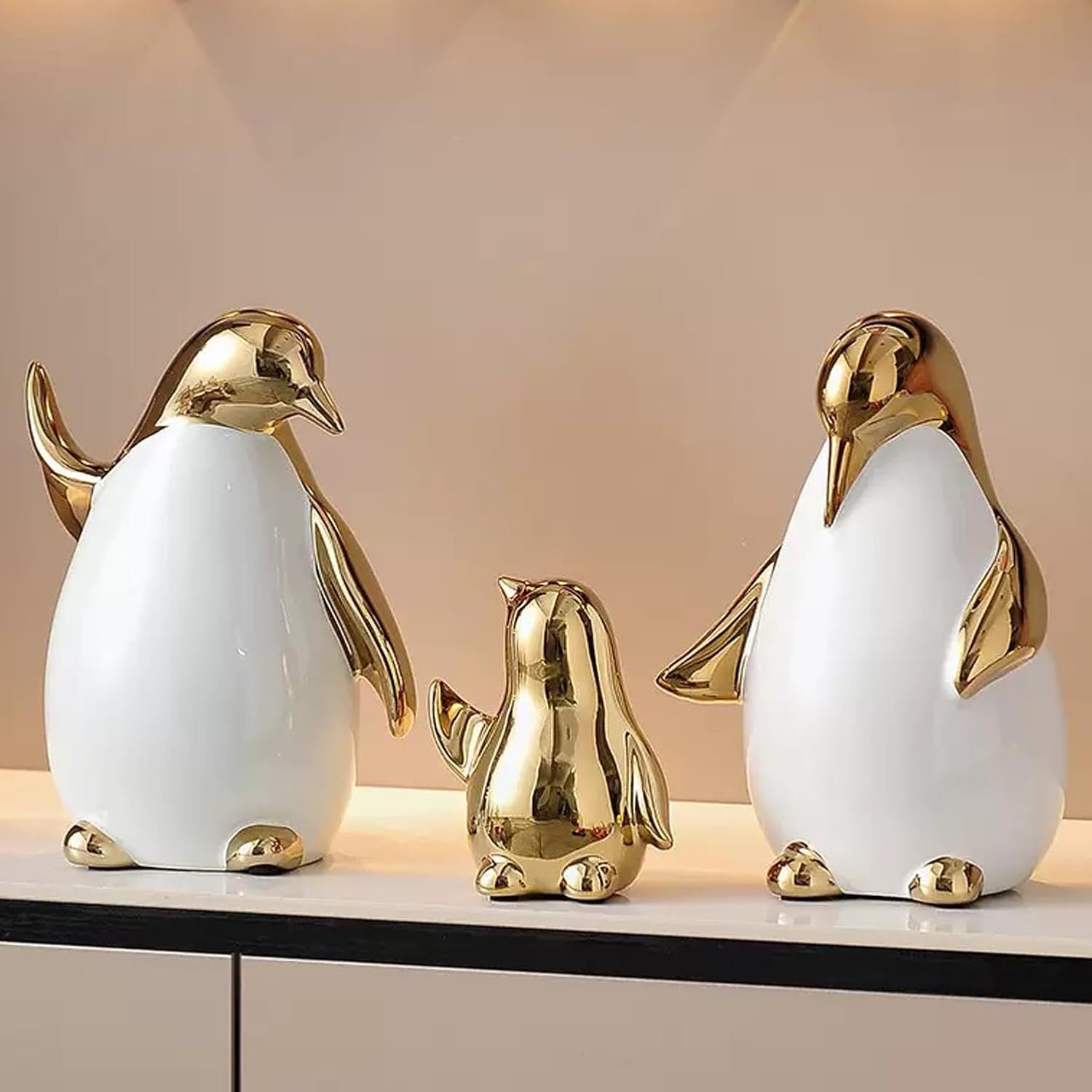 Ceramic Abstract Penguin Sculpture Set of 3