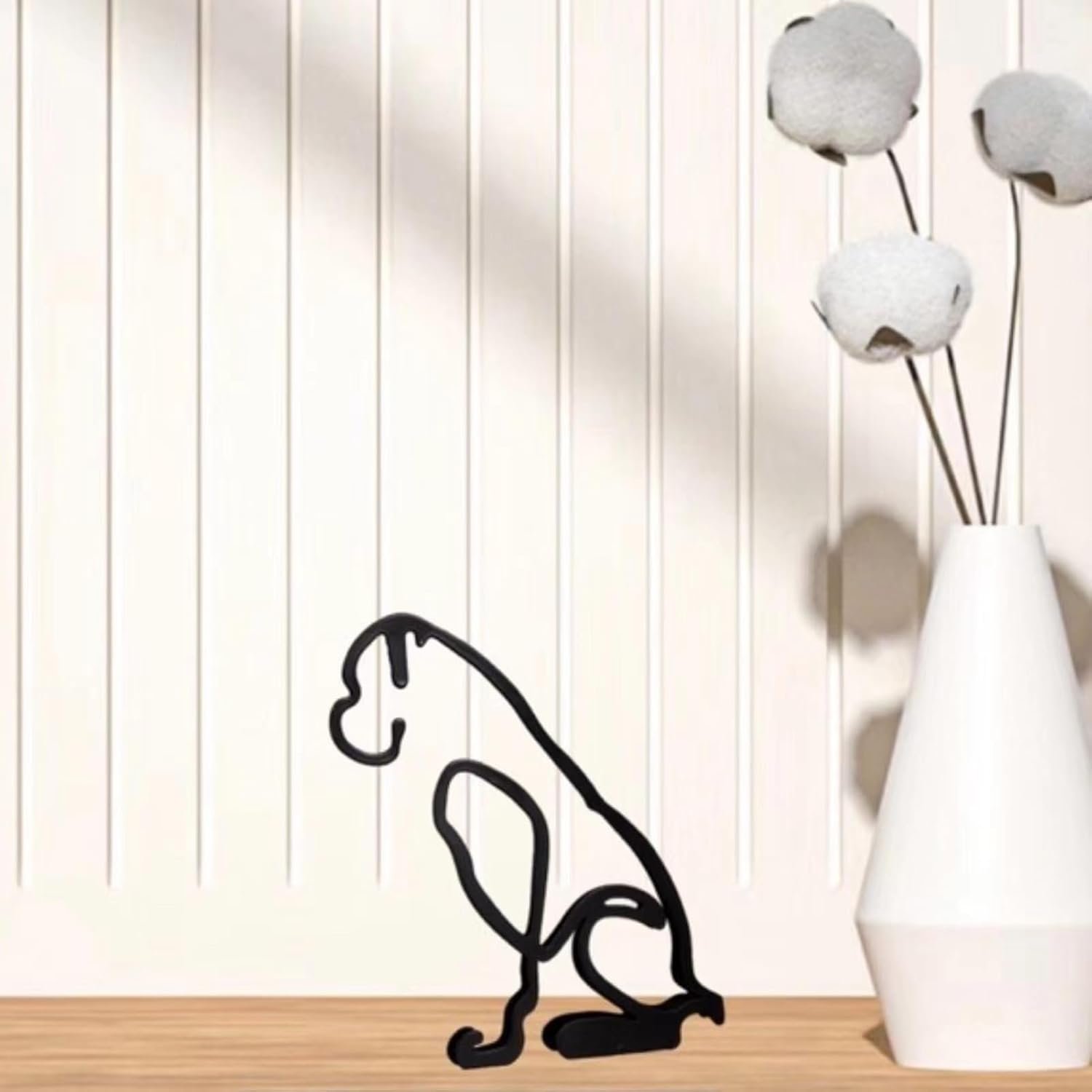 Minimalist Metal Abstract Dog Line Sculpture