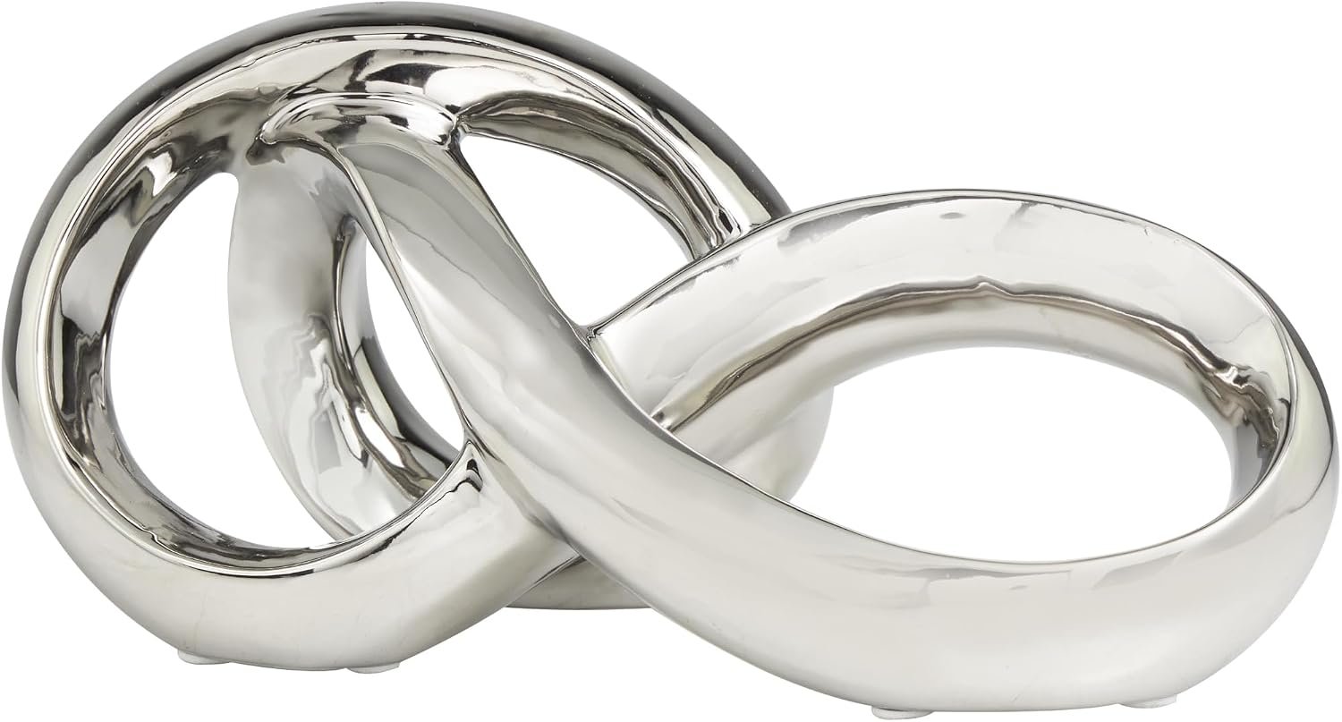 Silver Ceramic Abstract Sculpture Home Decor