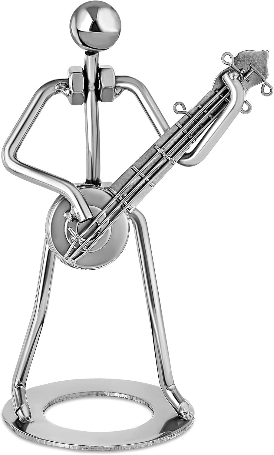 Silver Banjo Player Tabletop Musician Figurine