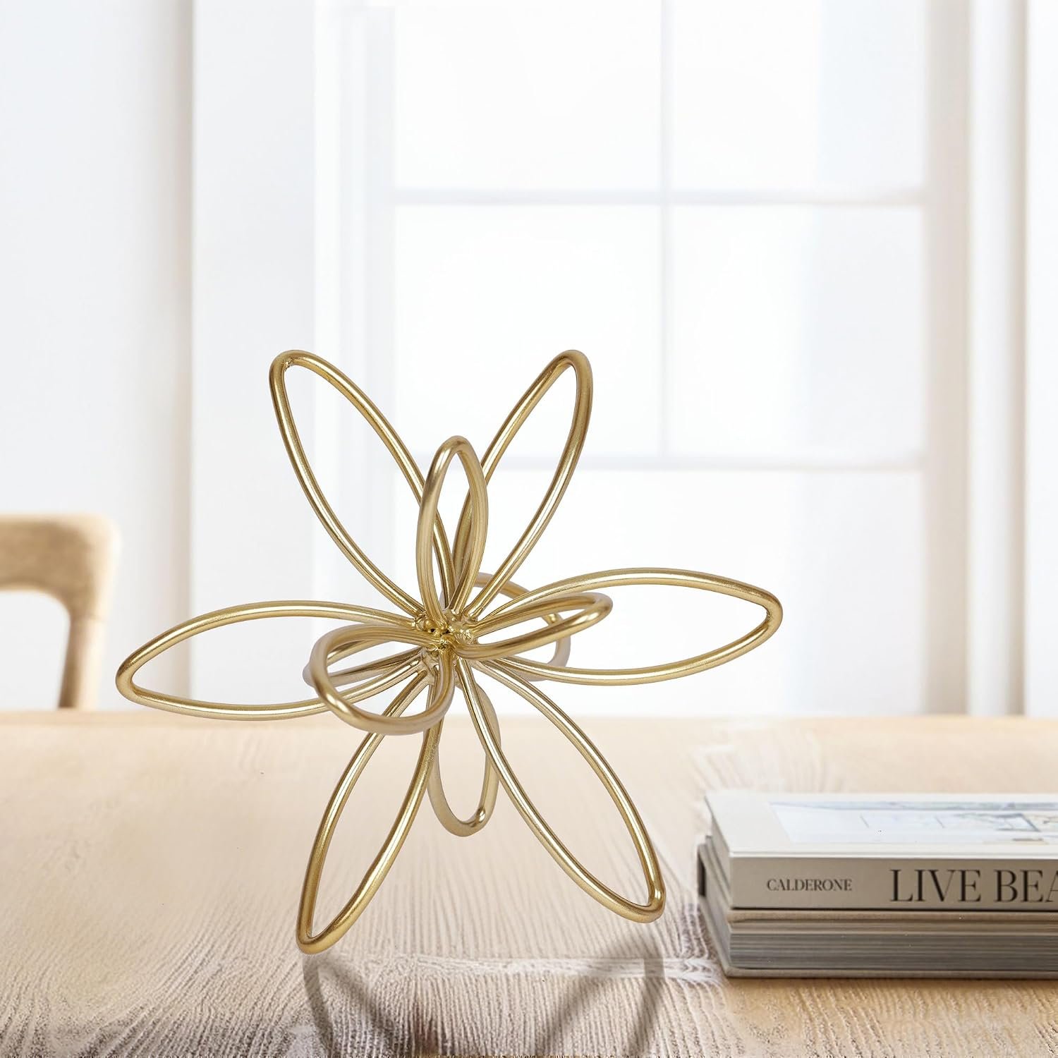 Gold Geometric Sphere Cube Abstract Table Sculpture - Image 2