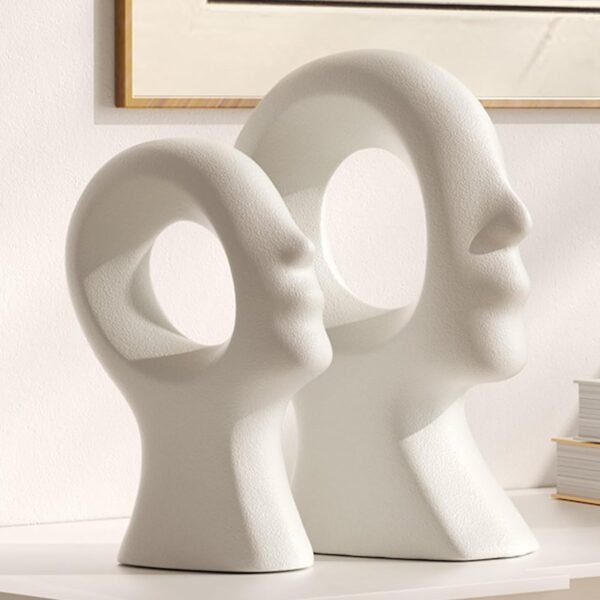 Modern Abstract Ceramic Couple Statues Set