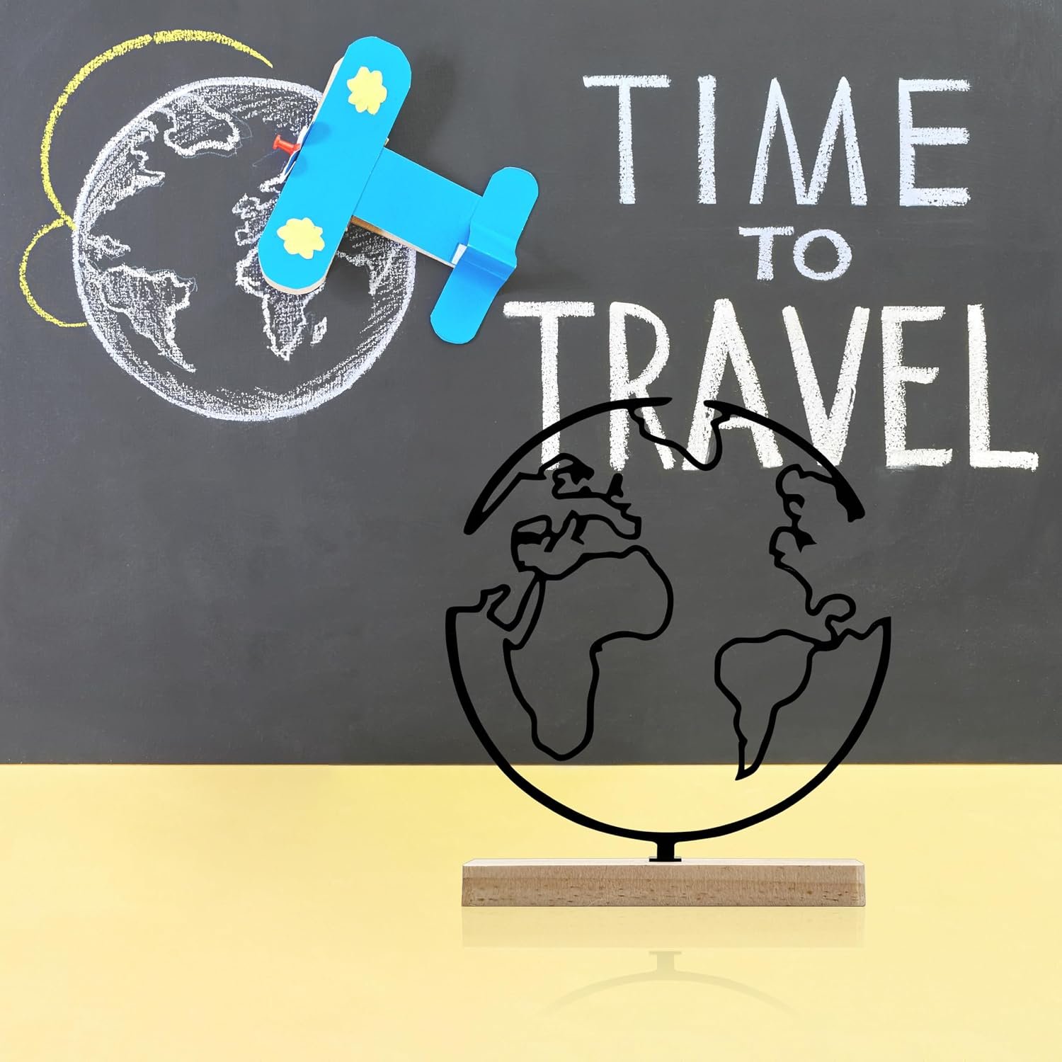 Travel Theme Metal Globe Tabletop Ornament with Stand - Image 2