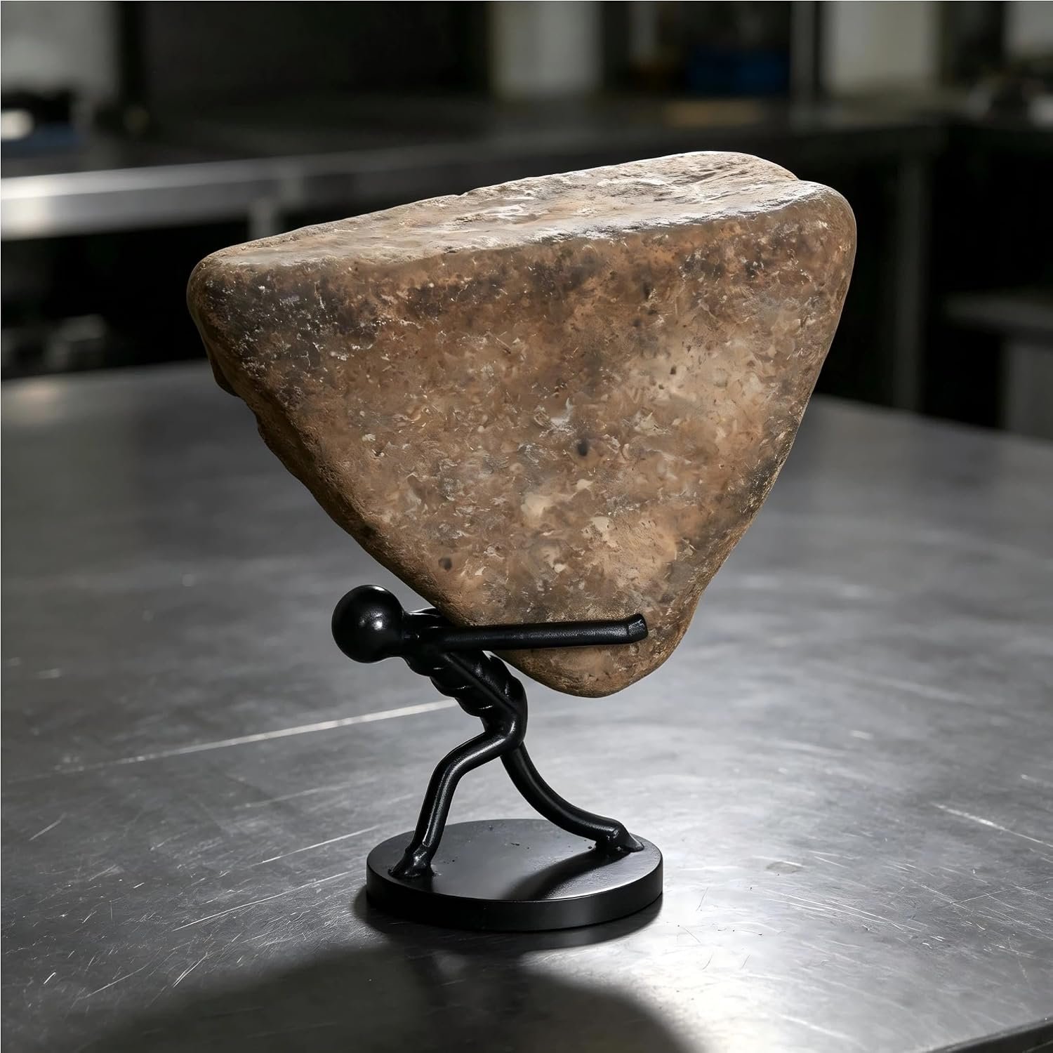 Metal Man Carrying Stone Inspirational Desk Ornament - Image 2