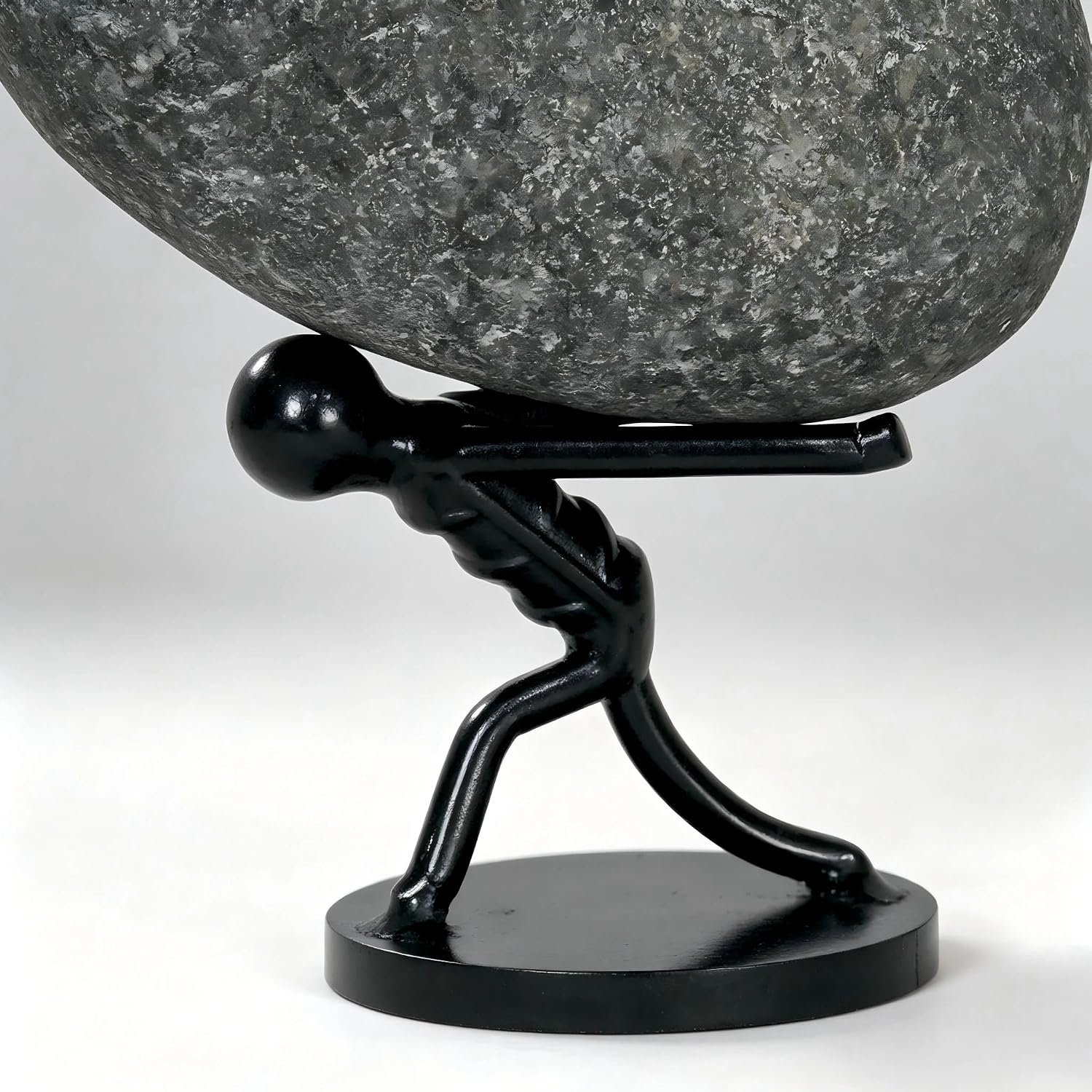 Metal Man Carrying Stone Inspirational Desk Ornament