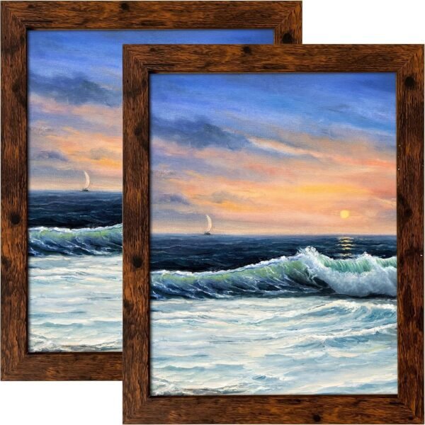 Dark Brown Wooden Picture Frame for Wall Mounting or Tabletop Display