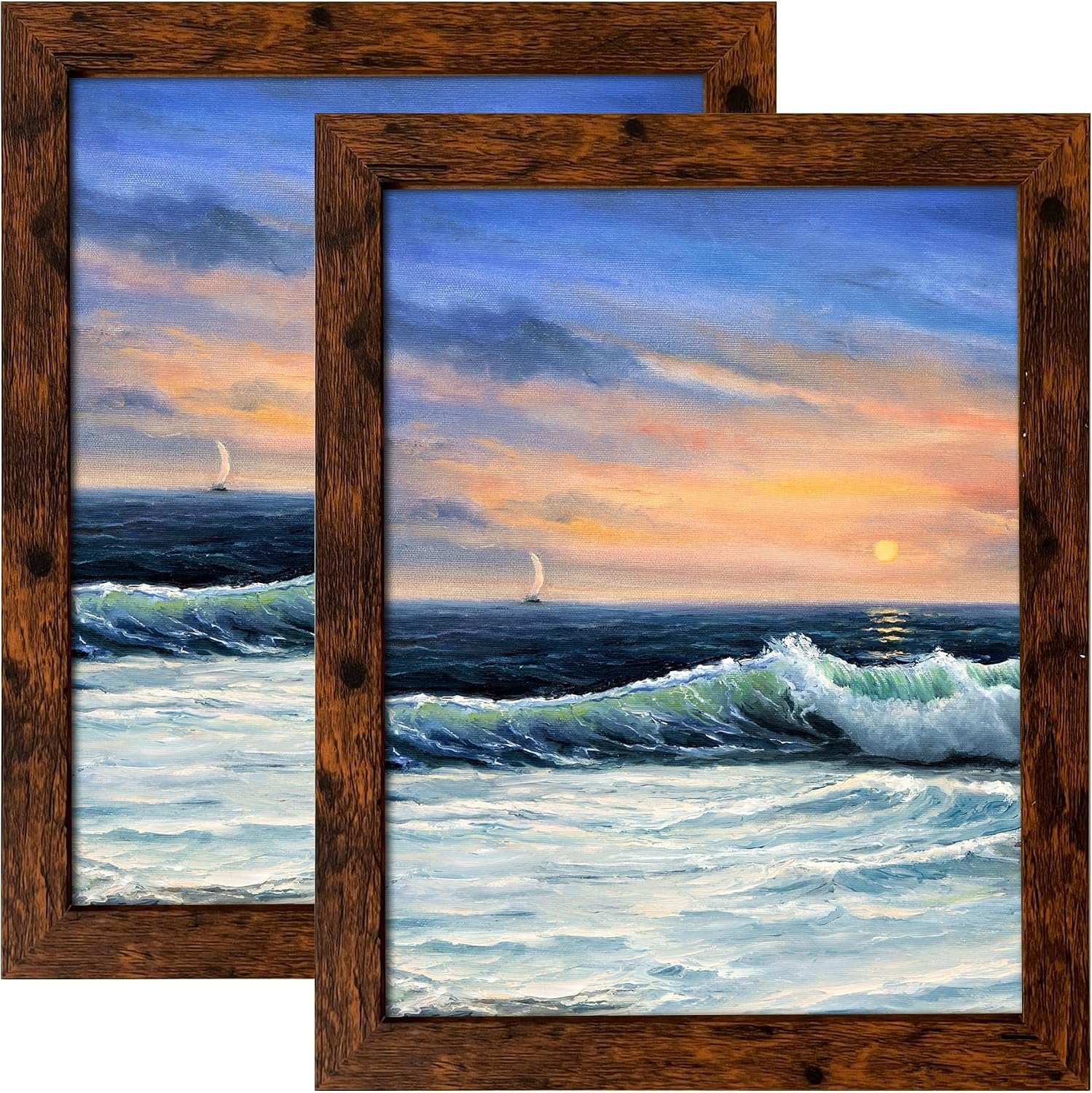 Dark Brown Wooden Picture Frame for Wall Mounting or Tabletop Display
