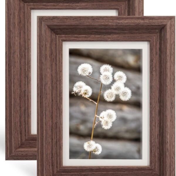 Rustic Brown Wooden Picture Frame Set with Real Glass Wall or Tabletop Display