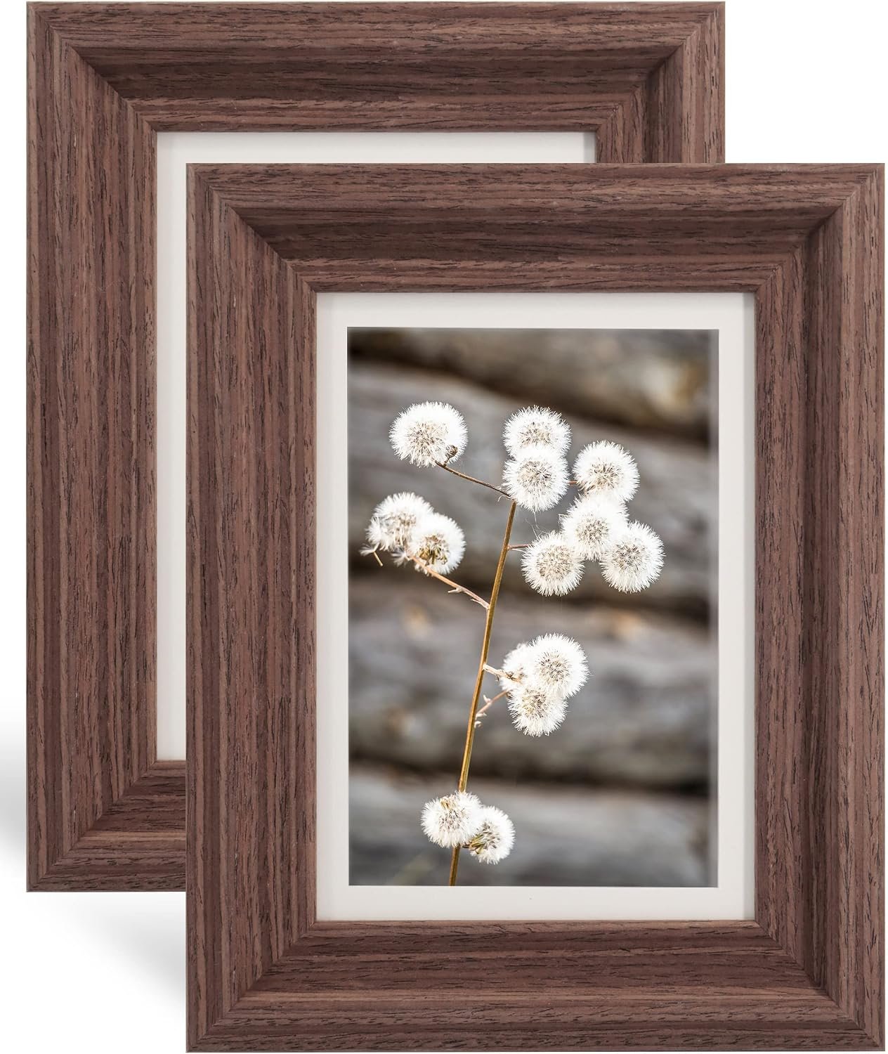 Rustic Brown Wooden Picture Frame Set with Real Glass Wall or Tabletop Display